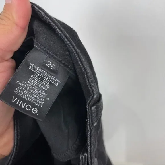 VINCE Black Mid Rise 5 Pocket Zip Ankle Moto Skinny Jeans Women's Size 26 - Picture 11 of 12